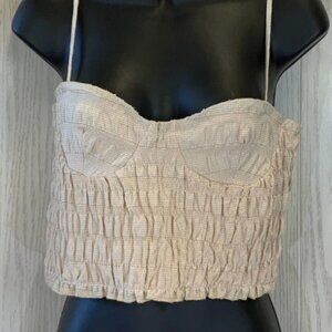 Zara Gingham Smocked Bustier Style Tank Top